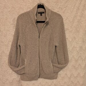 Banana Republic Gray Men's Mock Neck Zip Sweater